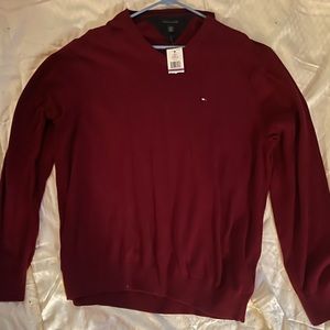 Tommy Hilfiger maroon v-neck sweater
